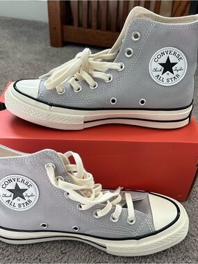 Converse High Top Sneakers - Light Gray with Cream Accents